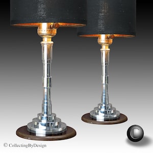 PAIR Machine Age Modernist Art Deco Aluminum and Bakelite Lamps c.1935