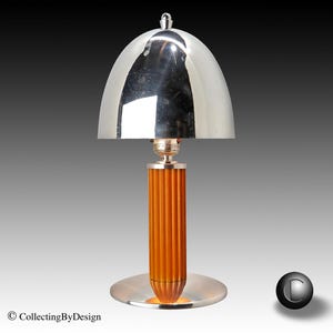 Vintage Streamline Art Deco Chrome & Butterscotch Catalin Bakelite Lamp c.1938  RESTORED