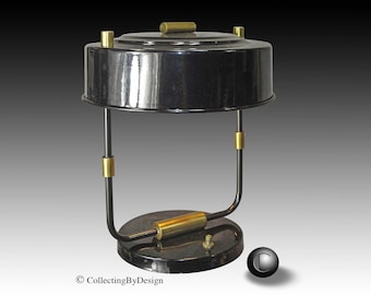 Faries Modernist Art Deco Black & Brass Desk Lamp c.1936 - RESTORED