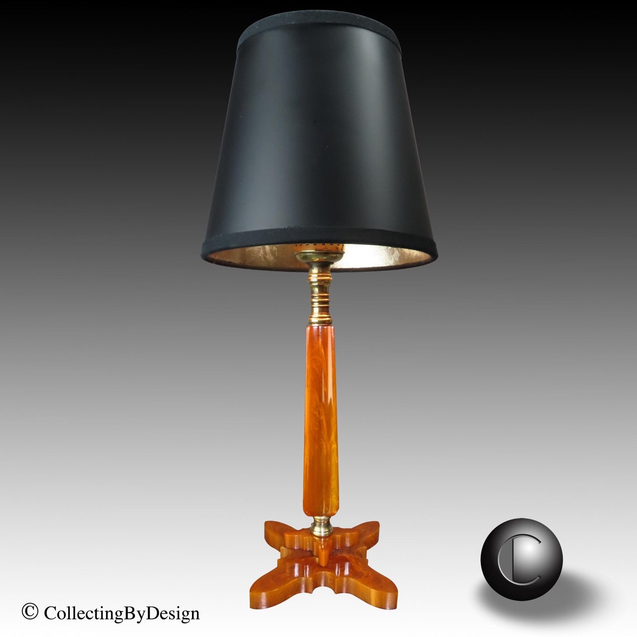 Vintage Machine Age Art Deco Butterscotch Catalin/bakelite Lamp C