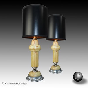 PAIR Marbled Tenite Bakelite Art Deco Lamps c.1937 - RESTORED