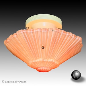 Vintage 3-Chain Art Deco Glass Starburst Ceiling Light Fixture c.1935