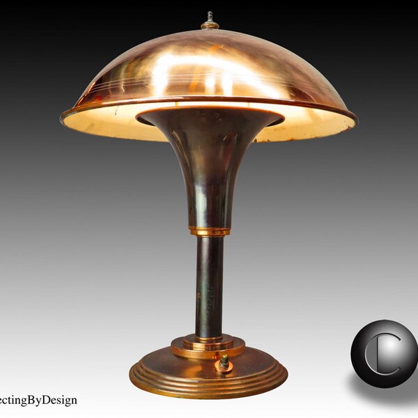 Oversized Art Deco Japanned Copper Desk Lamp c.1935  RESTORED