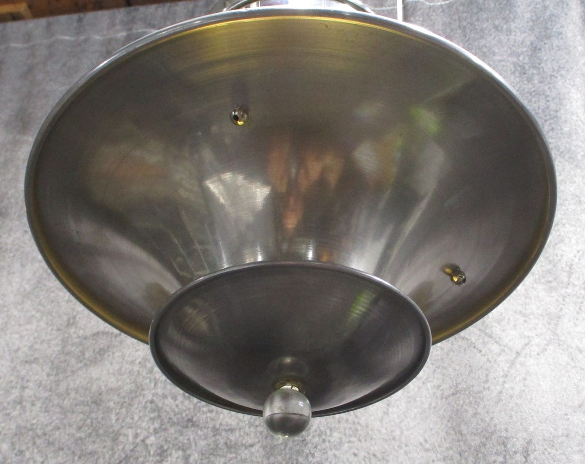 1935 Art Metal Company Machine Age Art Deco Double Shade Etsy