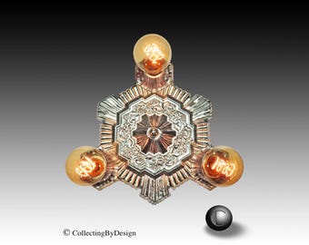 Art Deco Starburst Chrome 3-Bulb Ceiling Fixture c.1933 - RESTORED