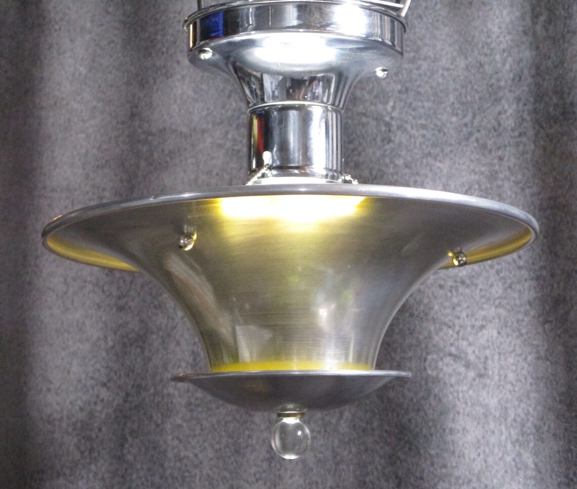 1935 Art Metal Company Machine Age Art Deco Double Shade Etsy