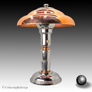 VINTAGE Skyscraper Art Deco Chrome & Black Desk/Table Lamp c.1936 - RESTORED