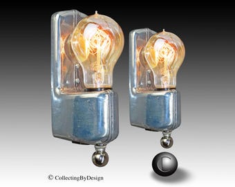 PAR de apliques industriales Art Déco aerodinámicos c.1939 - RESTAURADOS