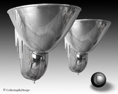 PAIR Vintage Machine Age Art Deco Chrome Torchiere Theatre Sconces c.1935 RESTORED
