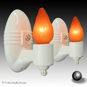 PAIR Porcelier Oval Streamline Art Deco Porcelain Sconces c.1938 - RESTORED