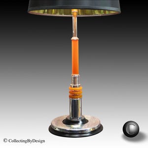 Vintage Skyscraper Art Deco Chrome & Butterscotch Catalin Bakelite Lamp c.1937  RESTORED