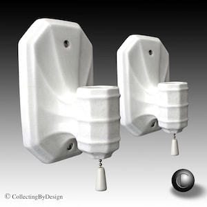 PAIR Franklin Pottery No.512 Porcelain Sconces Light Fixtures c.1930  RESTORED