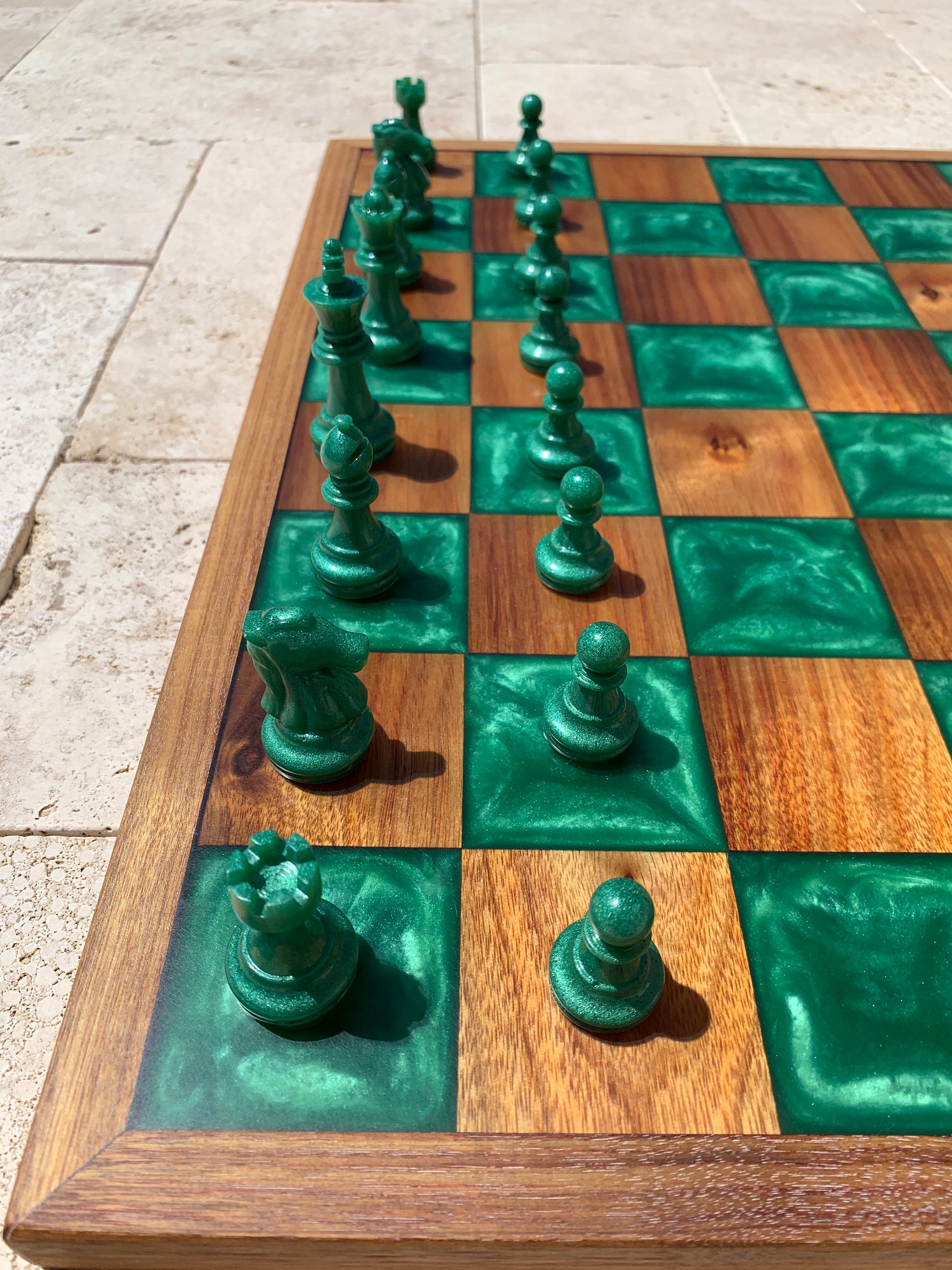 Tableros de ajedrez de madera y resina personalizados Etsy