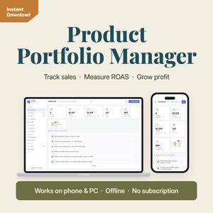 Digital Product Business Manager | Offline App to Track Sales, Marketing, Profit | Single HTML File for Etsy & Gumroad Sellers