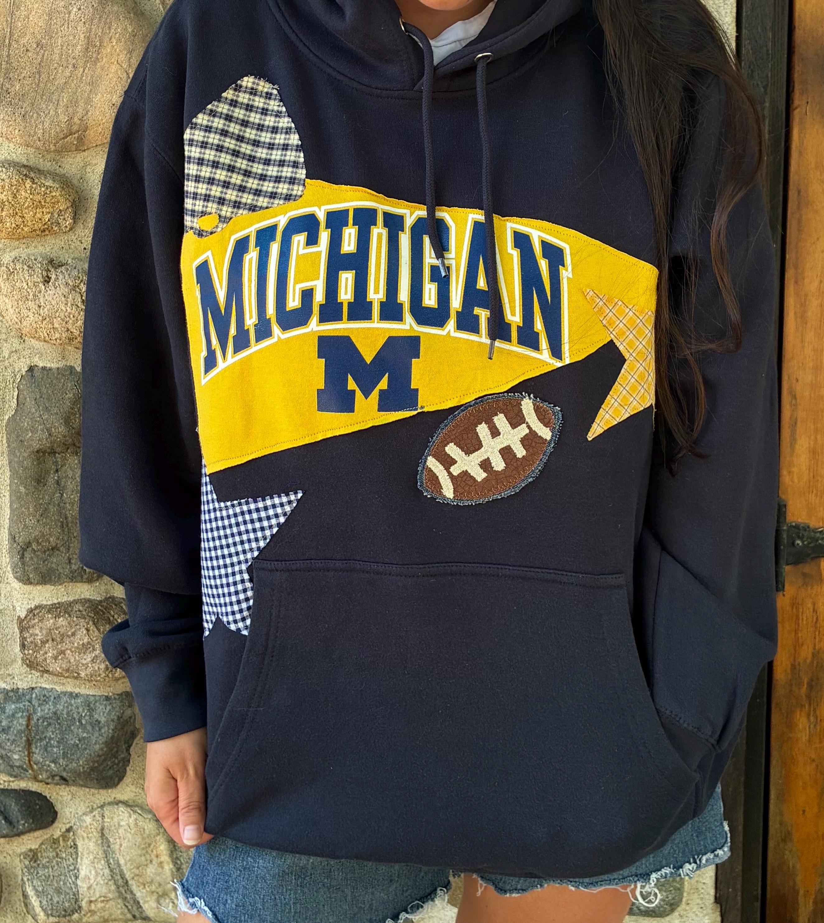 University of Michigan Patchwork Hoodie - Etsy