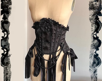 Nocturne Bloom Handmade Gothic Corset Dark Victorian Statement Corset for Festivals  Alternative Fashion Halloween