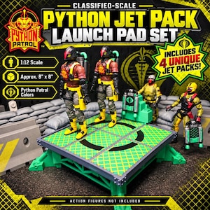 Python Patrol Jet Pack Launch Pad Set | 1:12 "Classified" Scale Display with 4 Jet Packs