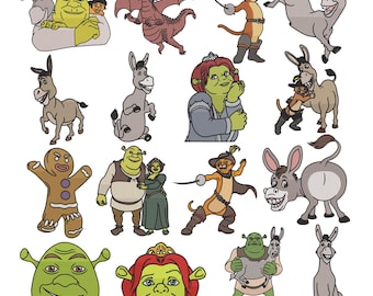 16 bundels Shrek digitaal borduurbestand, PES, XXX,... Borduurwerk, 9 Emb
