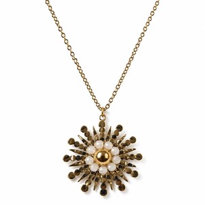 Gold-Tone Sunburst Pendant Necklace, Vintage-Inspired Celestial Jewelry