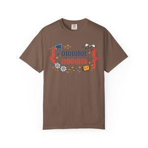 Cute Binary Code Shirt | Whimsical Programmer Aesthetic | Geeky Gift for Coders | Floral Tech Unisex Graphic Tee image 5