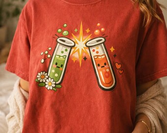 Test Tube Duo Shirt | Cute Science Chemistry Tee | STEM Student Gift Idea | Whimsical Lab Unisex T-Shirt