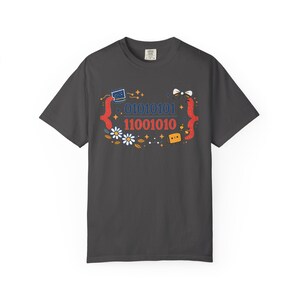 Cute Binary Code Shirt | Whimsical Programmer Aesthetic | Geeky Gift for Coders | Floral Tech Unisex Graphic Tee image 11