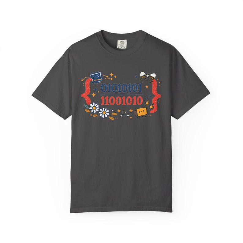 Cute Binary Code Shirt | Whimsical Programmer Aesthetic | Geeky Gift for Coders | Floral Tech Unisex Graphic Tee image 11
