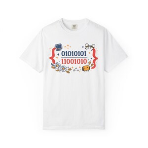 Cute Binary Code Shirt | Whimsical Programmer Aesthetic | Geeky Gift for Coders | Floral Tech Unisex Graphic Tee image 4