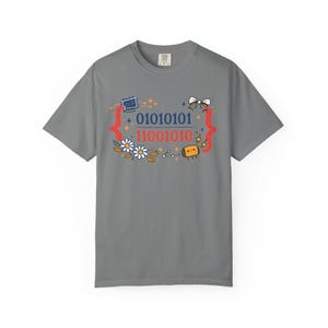 Cute Binary Code Shirt | Whimsical Programmer Aesthetic | Geeky Gift for Coders | Floral Tech Unisex Graphic Tee image 7