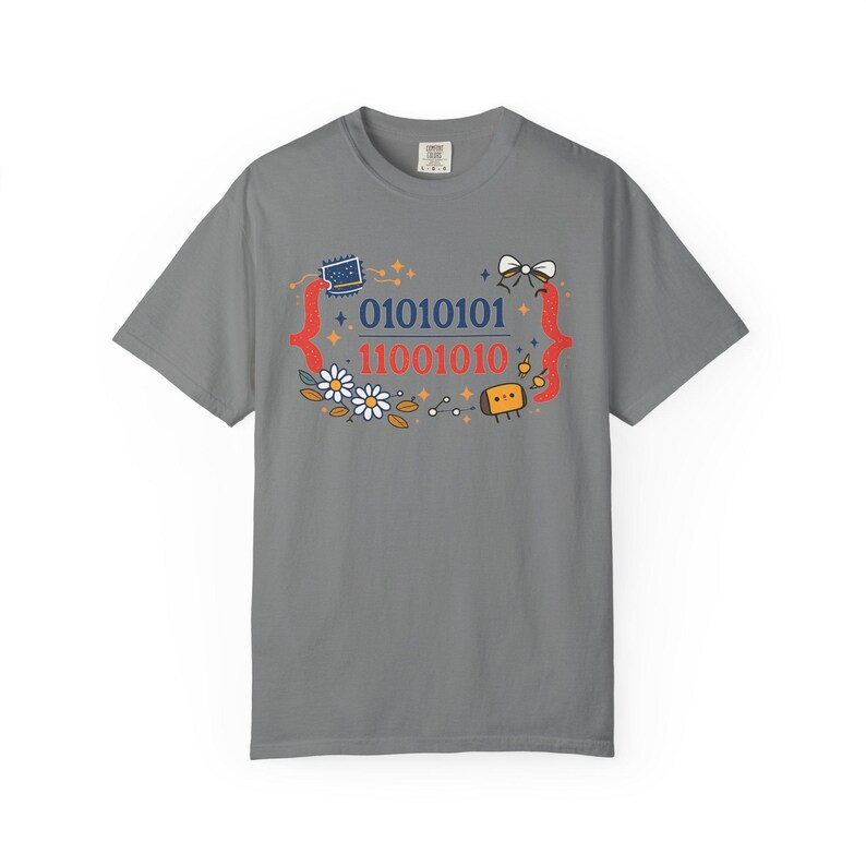 Cute Binary Code Shirt | Whimsical Programmer Aesthetic | Geeky Gift for Coders | Floral Tech Unisex Graphic Tee image 7
