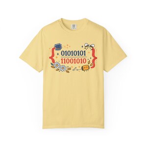 Cute Binary Code Shirt | Whimsical Programmer Aesthetic | Geeky Gift for Coders | Floral Tech Unisex Graphic Tee image 6