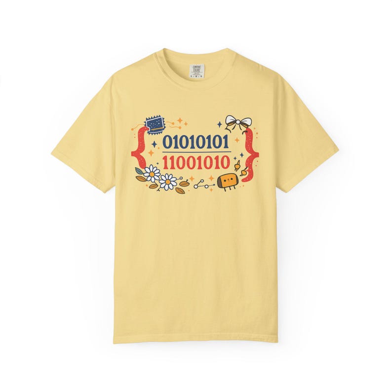 Cute Binary Code Shirt | Whimsical Programmer Aesthetic | Geeky Gift for Coders | Floral Tech Unisex Graphic Tee image 6