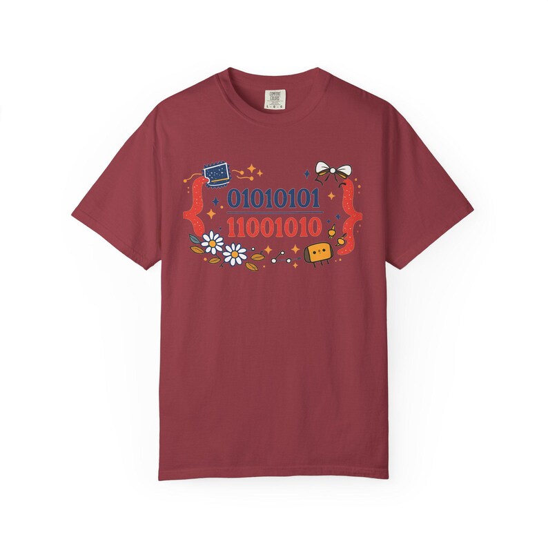 Cute Binary Code Shirt | Whimsical Programmer Aesthetic | Geeky Gift for Coders | Floral Tech Unisex Graphic Tee image 16