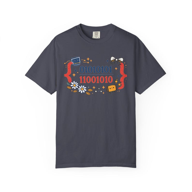 Cute Binary Code Shirt | Whimsical Programmer Aesthetic | Geeky Gift for Coders | Floral Tech Unisex Graphic Tee image 13
