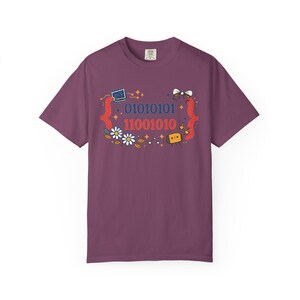 Cute Binary Code Shirt | Whimsical Programmer Aesthetic | Geeky Gift for Coders | Floral Tech Unisex Graphic Tee image 15