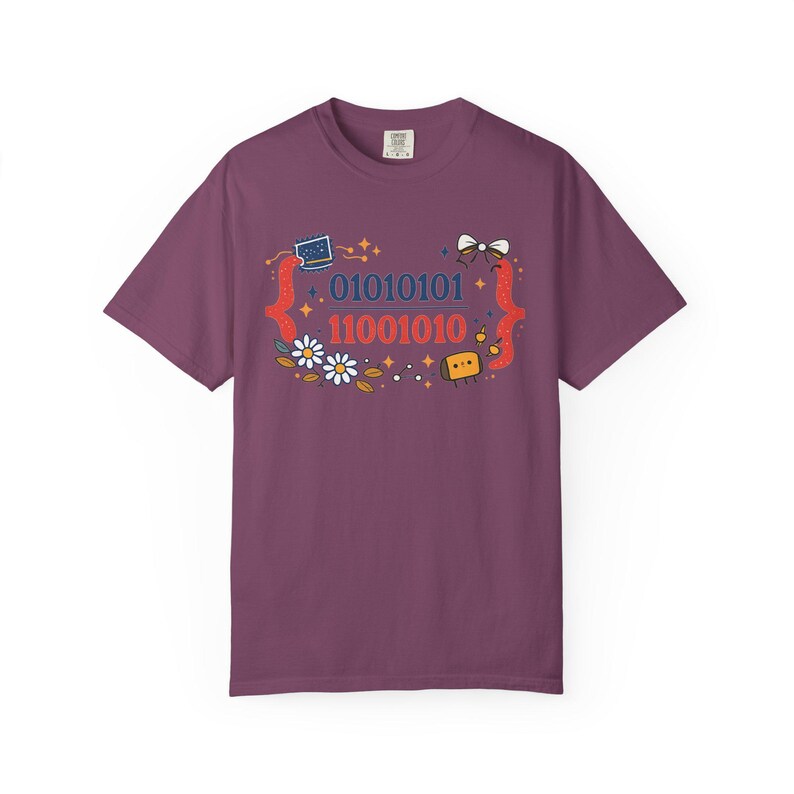 Cute Binary Code Shirt | Whimsical Programmer Aesthetic | Geeky Gift for Coders | Floral Tech Unisex Graphic Tee image 15