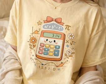 Calculator Math Shirt | Cute STEM Classroom Tee | Gift for Students or Math Teachers | Pastel Academic Graphic T-Shirt