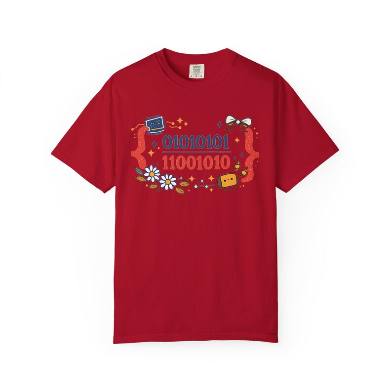 Cute Binary Code Shirt | Whimsical Programmer Aesthetic | Geeky Gift for Coders | Floral Tech Unisex Graphic Tee image 17