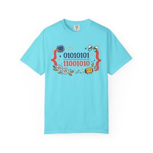 Cute Binary Code Shirt | Whimsical Programmer Aesthetic | Geeky Gift for Coders | Floral Tech Unisex Graphic Tee image 10