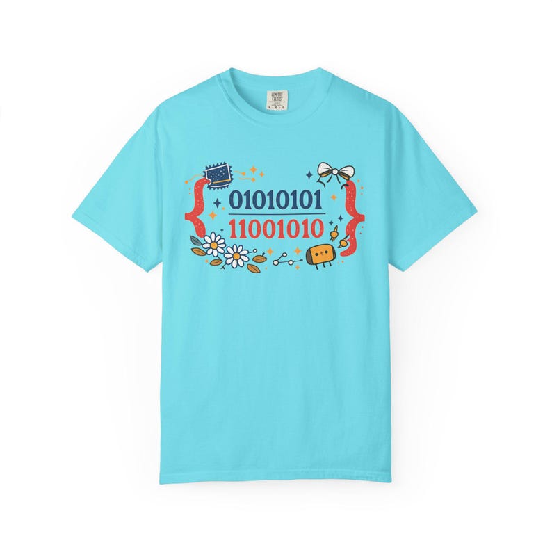Cute Binary Code Shirt | Whimsical Programmer Aesthetic | Geeky Gift for Coders | Floral Tech Unisex Graphic Tee image 10
