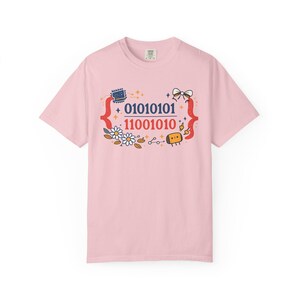 Cute Binary Code Shirt | Whimsical Programmer Aesthetic | Geeky Gift for Coders | Floral Tech Unisex Graphic Tee image 14