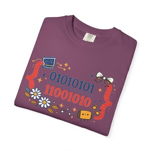 Cute Binary Code Shirt | Whimsical Programmer Aesthetic | Geeky Gift for Coders | Floral Tech Unisex Graphic Tee image 18
