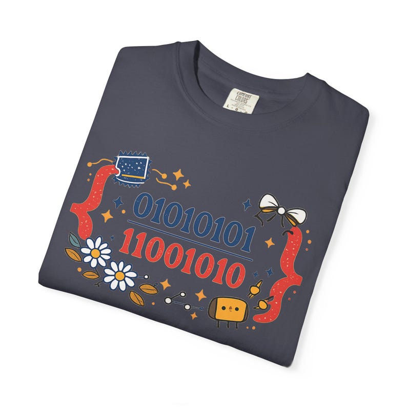 Cute Binary Code Shirt | Whimsical Programmer Aesthetic | Geeky Gift for Coders | Floral Tech Unisex Graphic Tee image 20