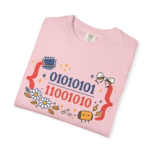 Cute Binary Code Shirt | Whimsical Programmer Aesthetic | Geeky Gift for Coders | Floral Tech Unisex Graphic Tee image 19