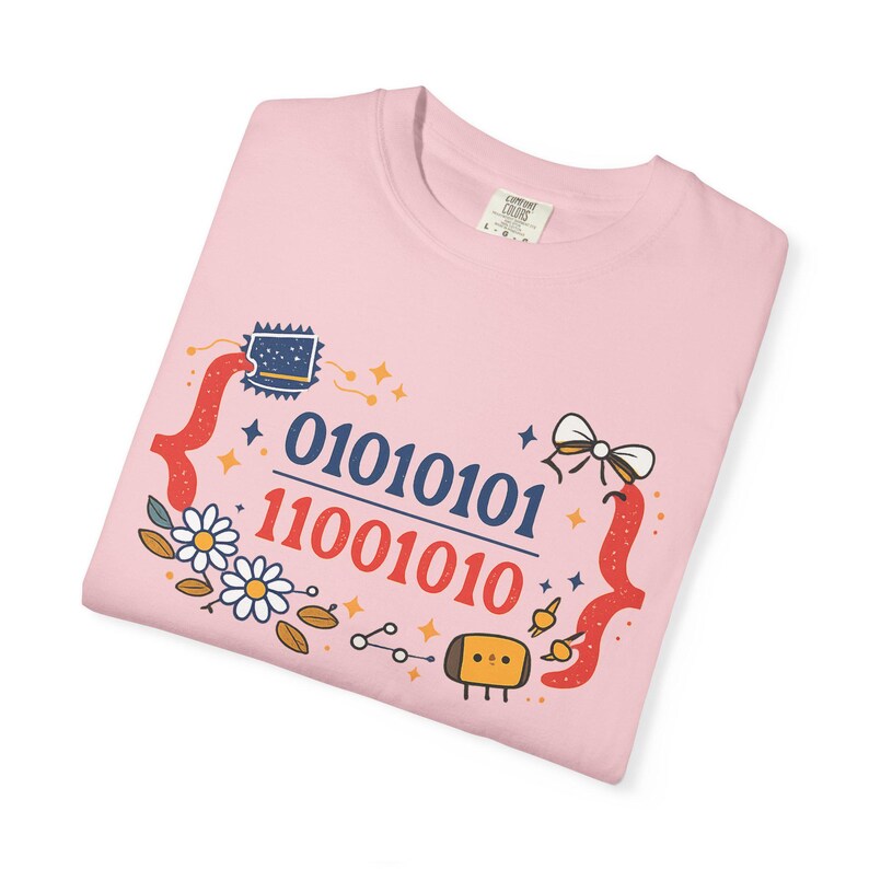 Cute Binary Code Shirt | Whimsical Programmer Aesthetic | Geeky Gift for Coders | Floral Tech Unisex Graphic Tee image 19