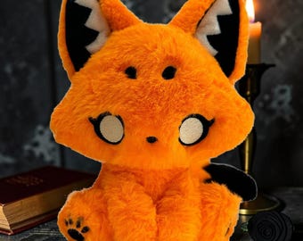 Orange Fox Plush Gothic Stuffed Animal Creepy Cute Fantasy Fox Handmade Plush Gift