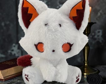 White Fox Plush Gothic Stuffed Animal Creepy Cute Fantasy Fox Handmade Plush Gift