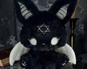 Dark Gothic Bat Plush Creepy Cute Night Messenger Handmade Fantasy Bat Alternative Plush Gift