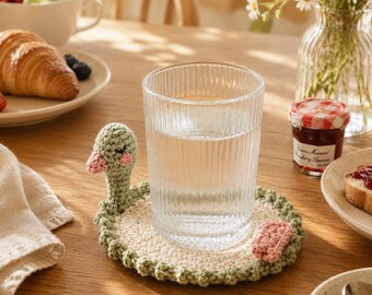 Duck Crochet Coaster, Cute Duck Mug Rug, Handmade Animal Coaster, Cottagecore Kitchen Decor, Housewarming Gift, Duck Lover Gift