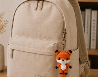 Fox Crochet Keychain, Handmade Fox Gift, Cute Animal Gift, Amigurumi Fox Charm, Kawaii Bag Keychain, Gift for her, Cute plush charm